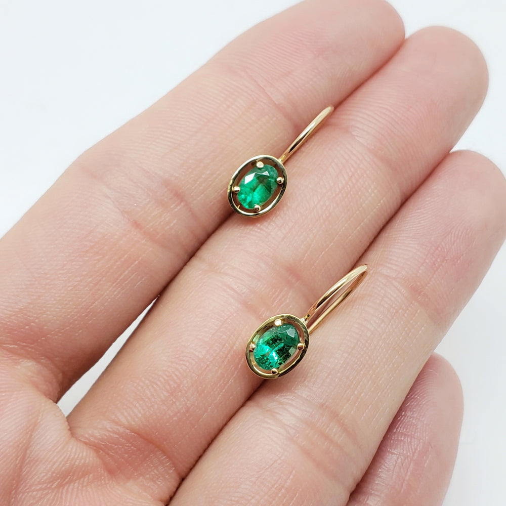 Oval Emerald Earrings