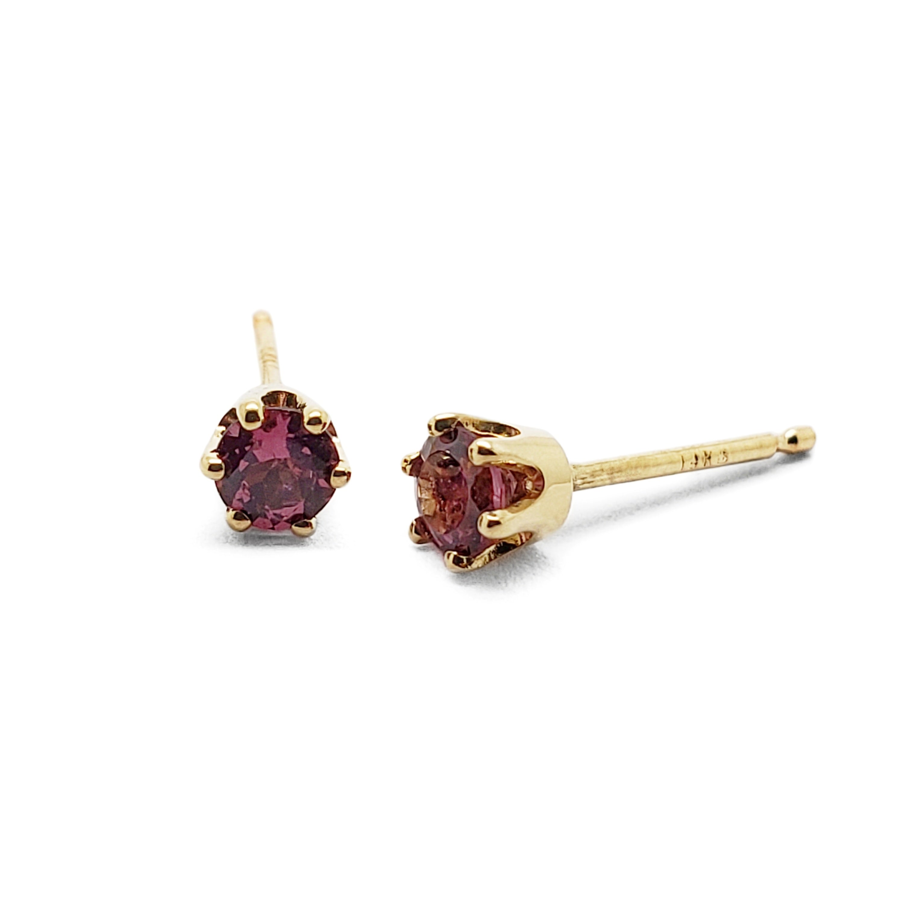 14k Solid Yellow Gold Oval Garnet Stud Earrings – 1.00 To 3.50 TCW, Push Back, By Limor