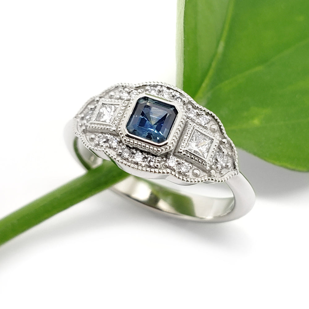 Sapphire & Lab Grown Diamond Engagement Ring | Era Design Vancouver Canada