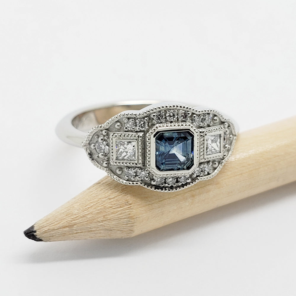 Sapphire & Lab Grown Diamond Engagement Ring | Era Design Vancouver Canada