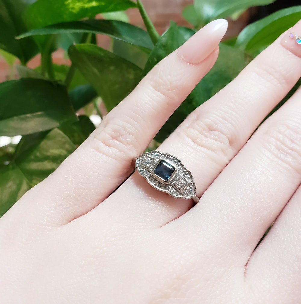 Sapphire & Lab Grown Diamond Engagement Ring | Era Design Vancouver Canada