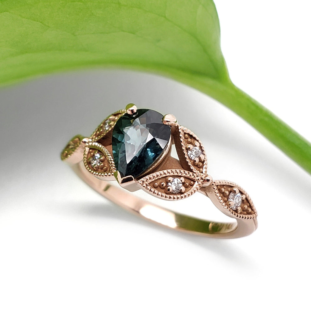 Teal Sapphire Engagement Ring | Era Design Vancouver Canada